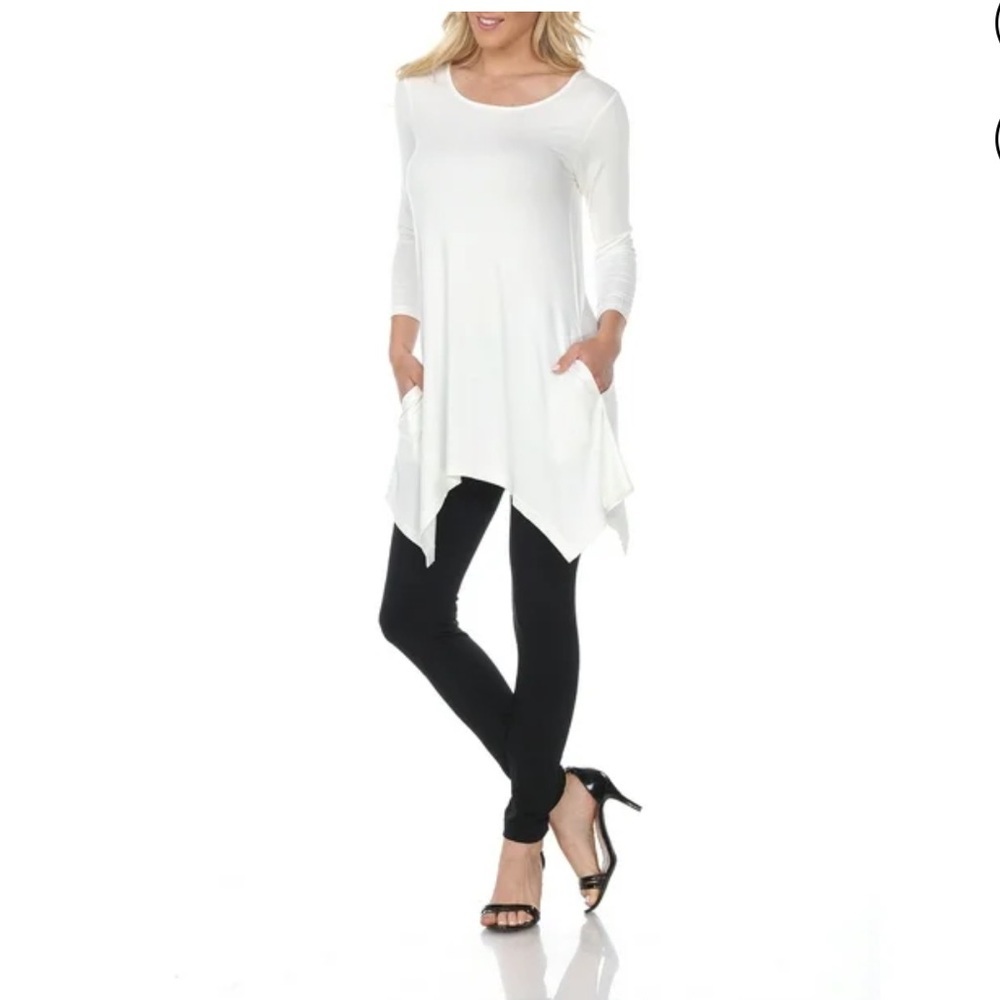 White Mark Tunic Top Sz L With Pockets